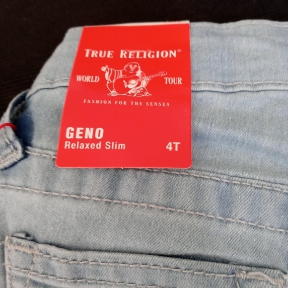 True Religion world tour child's 4T Geno Relaxed Slim lt wash denim shorts New - Picture 4 of 10